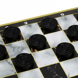 Шашки, настольная игра "Мрамор", поле винил, 30 х 30 см, 24 шт, d-3 см, h-0.9 см, в тубусе