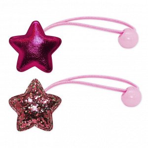 W0009, Набор резинок для волос "Звезда с мульти блестками + розовая звезда", 2 шт.