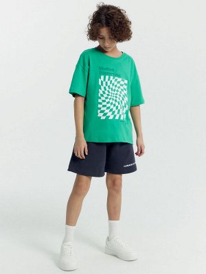 Футболка для мальчиков зеленая с печатью