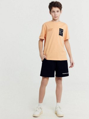 Футболка для мальчиков оранжевая с печатью