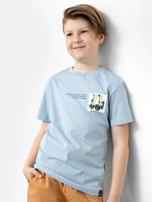 Хлопковая футболка с иллюстрацией нейросети для мальчиков в голубом цвете
