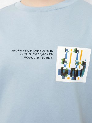 Хлопковая футболка с иллюстрацией нейросети для мальчиков в голубом цвете