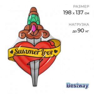 Матрас для плавания Bestway Summer Love Tattoo, надувной, 198x137 см, 43265