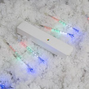 Гирлянда «Сосульки» 2.4 x 0.2 м, IP44, прозрачная нить, 96 LED, свечение мульти с эффектом стекания, 12 В
