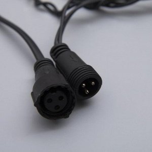 Гирлянда «Бахрома» 3x0.6 м, IP44, УМС, тёмная нить, 160 LED, свечение зелёное, 220 В