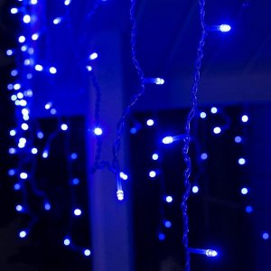 Гирлянда «Бахрома» 3 ? 0.6 м, IP44, УМС, прозрачная нить, 160 LED, свечение синее, 220 В