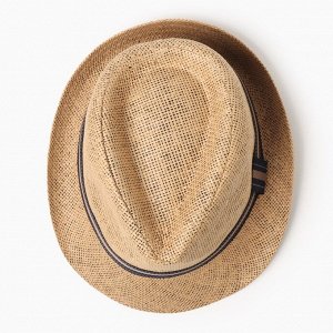 Шляпа мужская MINAKU "Пляж", размер 58, цвет коричневый