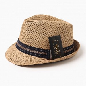 Шляпа мужская MINAKU "Пляж", размер 58, цвет коричневый