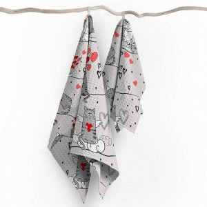 Полотенце 50*60 см вафельное (Влюбленные коты)