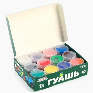 Гуашь 12 цветов по 10 мл, «Синий трактор»
