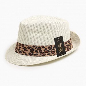 Шляпа женская MINAKU &quot;Леопард&quot;, размер 56-58, цвет экрю