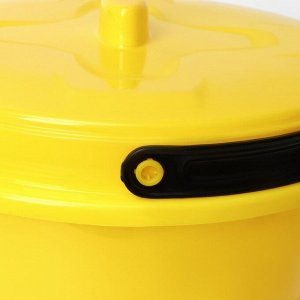 Ведро с крышкой «Лайт», 10 л, d=29.2 см, h=28.2 см, пластик, жёлтое