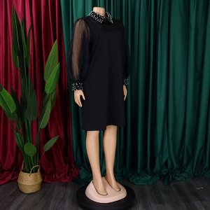 Женское платье с объемными прозрачными рукавами