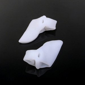 Корректоры-разделители для пальцев ног, с накладкой на косточку большого пальца, 1 разделитель, силиконовые, 7,5 x 6 см, пара, цвет белый