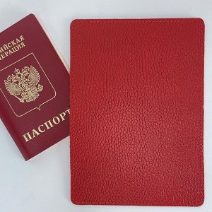 Обложка для паспорта натуральная кожа красная