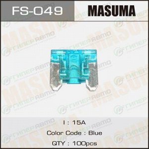 Предохранитель автомобильный Masuma, флажковый, мини (LOW PROFILE MINI FL), синий, 15А, комплект 100 шт, арт. FS-049 (стоимость за упаковку 100 шт)