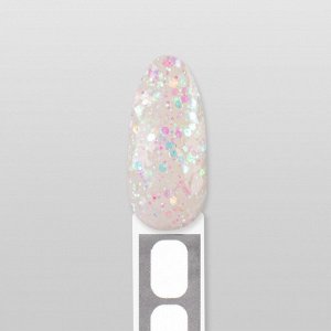 Полигель для наращивания, с блёстками, трехфазный, 30 мл, LED/UV, белый