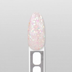 Полигель для наращивания «GLITTER», трехфазный, 30 мл, LED/UV, белый, розовый