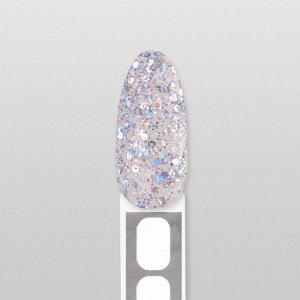 Полигель для наращивания, с блёстками, 3-х фазный, 30 мл, LED/UV, серебристый