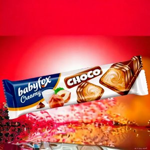 Вафельный батончик с кремом из молока и фундучной пасты Creamy Choco «BabyFox», 23 г