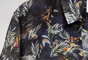 Рубашка летняя с коротким рукавом на пуговицах с растительным принтом, как на фото