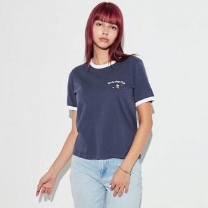 UNIQLO Peanuts Sports Club UT - хлопковая футболка с принтом - 67 BLUE