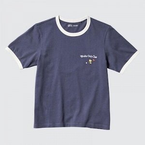 UNIQLO Peanuts Sports Club UT - хлопковая футболка с принтом - 67 BLUE