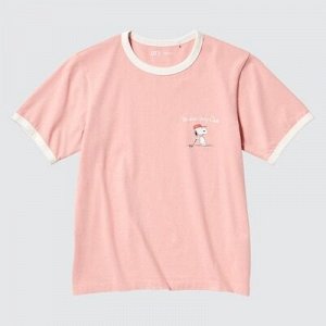 UNIQLO Peanuts Sports Club UT - хлопковая футболка с принтом - 11 PINK