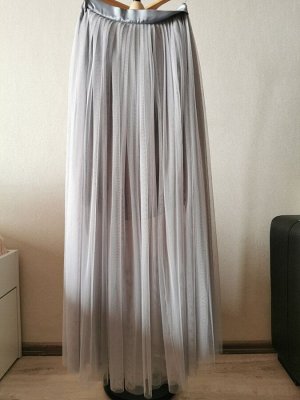 Юбка пачка из фатина в пол прямая серая