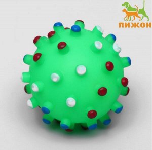 Игрушка для собак Мяч Бактерия, пищащая, винил 6,3см, зелёная