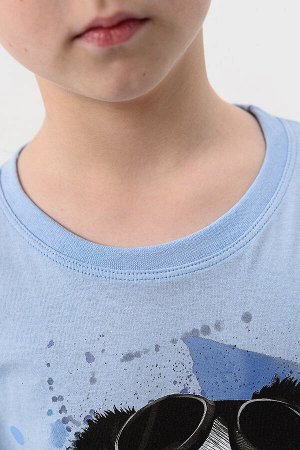 Пижама Варианты расцветки: голубой
Ткань:  кулирка, Состав: 100% хлопок
Пижама детская состоит из свободных брюк и лонгслива. Лонгслив выполнен из однотонного полотна, брюки из набивного. Манжеты рука