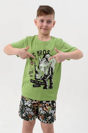 Пижама НОСОРОГ (футболка и шорты), цвет Хаки