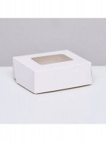 Коробка складная 10 х8 х3,5 см с окном цвет белый 1/20