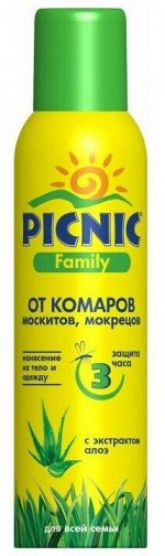 Средство от комаров аэрозоль PICNIC Family 150мл Экстракт Алоэ