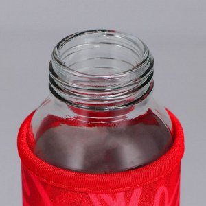 Бутылка стекло в чехле «Сердечки», 350 мл