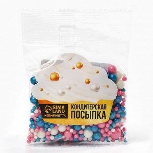 KONFINETTA Посыпка кондитерская мягкая: голубая, розовая, белая, 50 г.