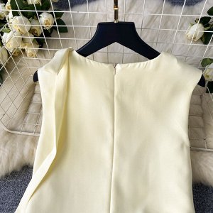 Дизайнерское платье без рукавов, с разрезом, светло-желтый