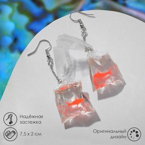 Серьги акриловые «Рыбка» в пакете, цвет оранжевый