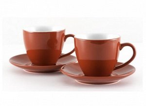 3870 GIPFEL Набор чайный на 2 персоны (2 чашки 200мл, 2 блюдца). Материал: керамика. Цвет: красный