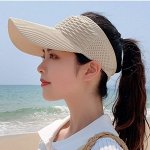 Текстильный эластичный козырёк от солнца для занятий спортом,  бежевый