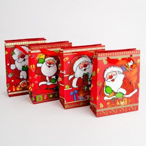 Пакет подарочный 18х24х8см с аппликацией "Рождество" (4вида) ПАК1-014 min=12штук