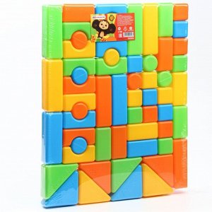 Набор цветных кубиков, "Чебурашка", 60 элементов, 4х4 см