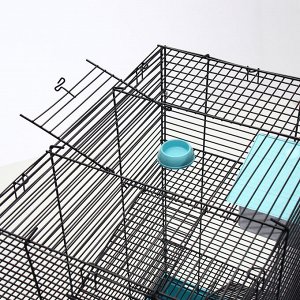 Клетка для грызунов "Пижон" №5, с 3 этажами, укомплектованная, 41 х 30 х 58 см, бирюзовая