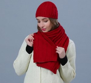 Комплект (шапка, шарф), красный