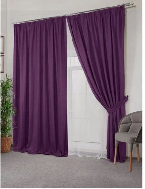 Комплект штор  КАНВАС (эффект замши) цвет темно-фиолетовый: 2 шторы по 150 см