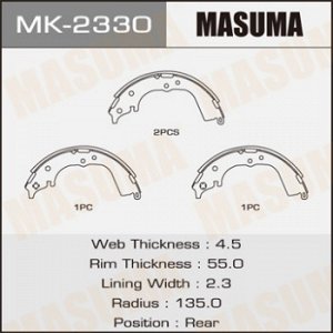 Колодки барабанные MASUMA R-1073 (1/8) MK-2330