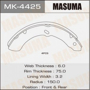 Колодки барабанные MASUMA R-4022 (1/4) MK-4425