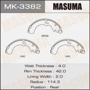 Колодки барабанные MASUMA TRIBUTE/ EP3W, EPEW (1/12) MK-3382
