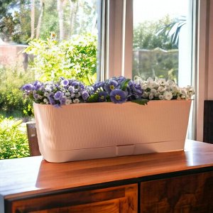 Балконный ящик для растений и цветов "Прованс", 600x170x130, 9,5 л, цвет пудра с поддоном