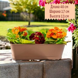 Цветочный балконный ящик для растений, цветов, рассады "Прованс", 400x170x130, 6 л, цвет фраппе с поддоном